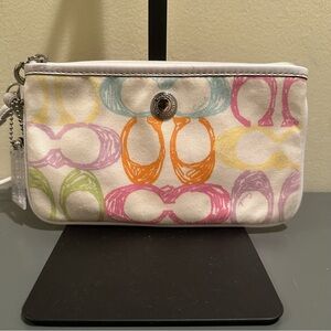 Coach Y2k Hampton Scribble Signature C  Multicolor Wristlet